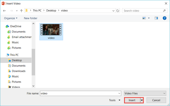 PowerPoint, вставка, видео