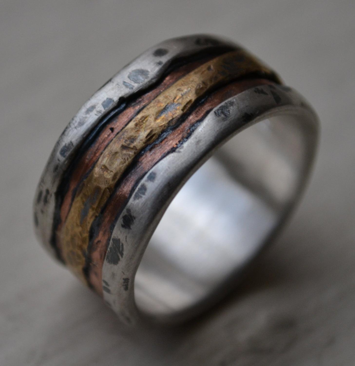 mens wedding band - rustic