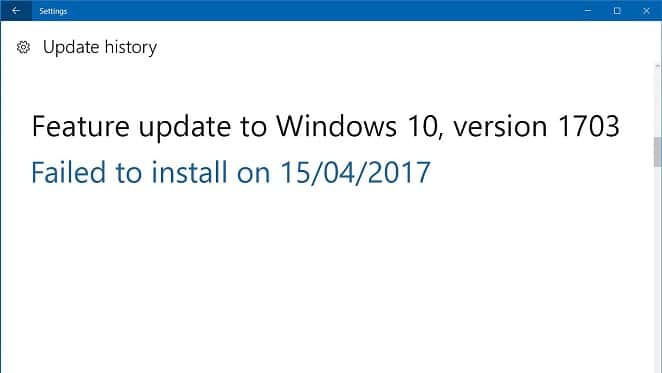 Windows 10CreatorUpdateのインストールに失敗する問題を修正