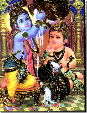 [Krishna and Balarama stealing butter]