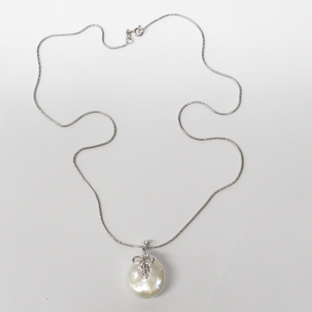 Sterling Silver Baroque Pearl Pendant & Necklace