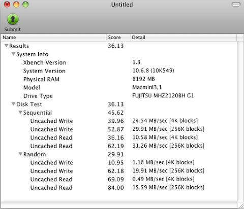 純正 HDD のベンチマーク