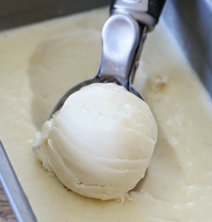 close-up photo of a scoop of No Churn Gelato Ice Cream