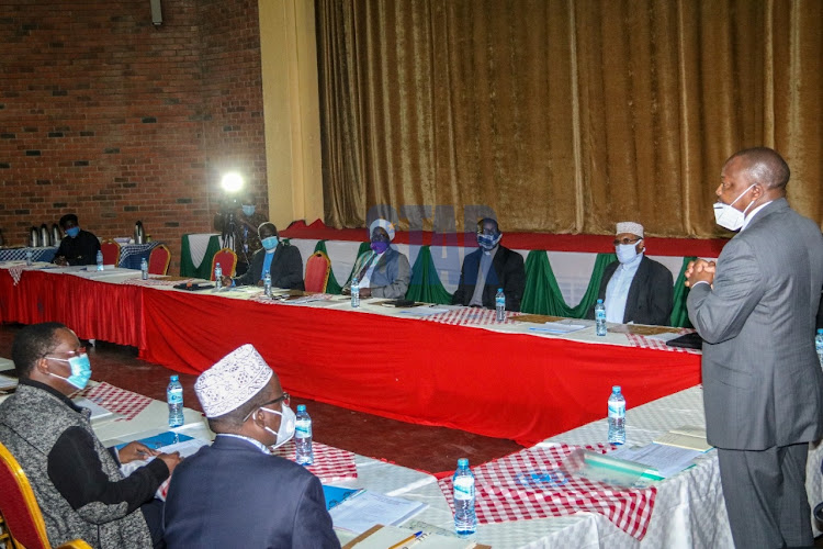 Health CS Mutahi Kagwe with clerics at Ufungamano House, Nairobi, on June 17, 2020.