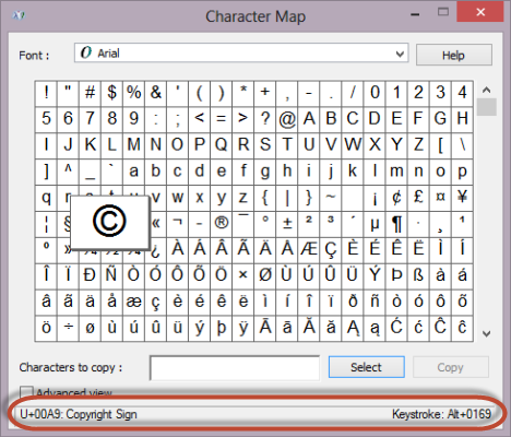 Mapa de caracteres en Windows 7 y Windows 8