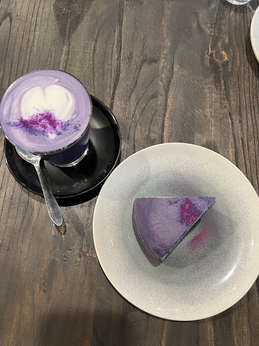 Ube Crepe Cake and Ube Latte