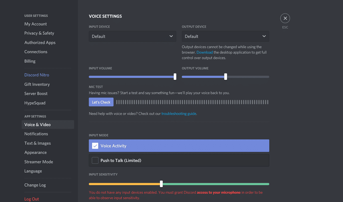 Vaya a la configuración de la aplicación, desplácese por ella y seleccione Voz y video