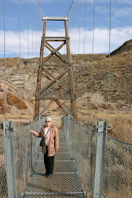 Mom on the Star Mine Suspension Bridge over the Red Deer River