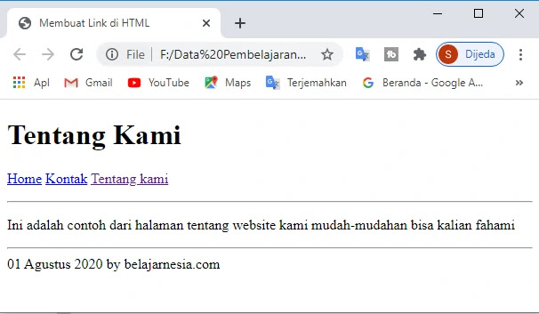 Belajar Membuat Hyperlink di HTML Belajar Membuat Hyperlink di HTML