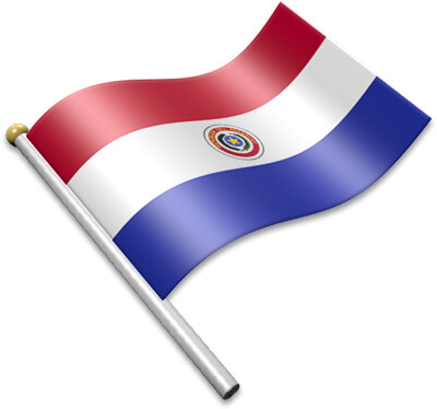 The Paraguayan flag on a flagpole clipart image
