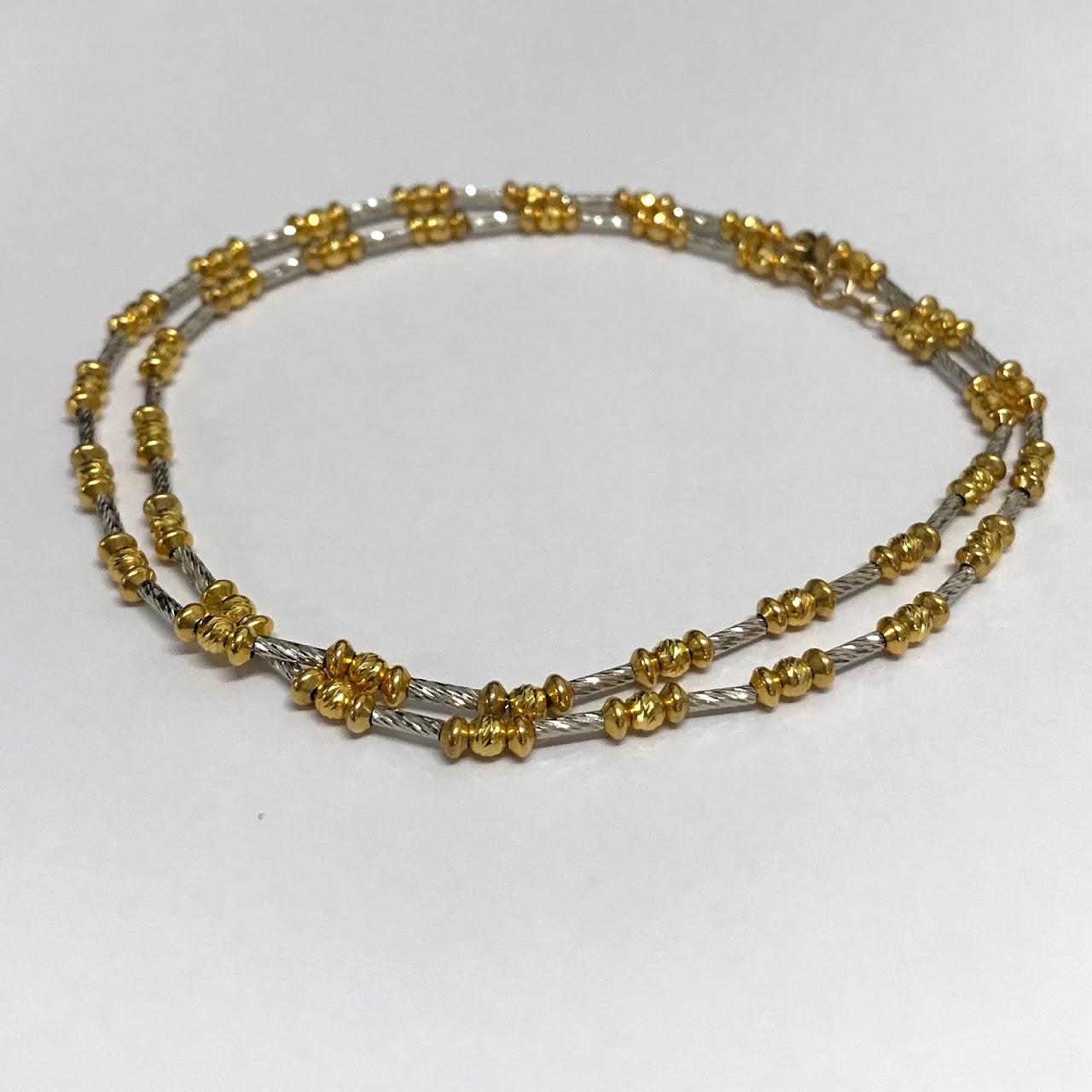 14K Yellow and White Gold Double Strand Bracelet