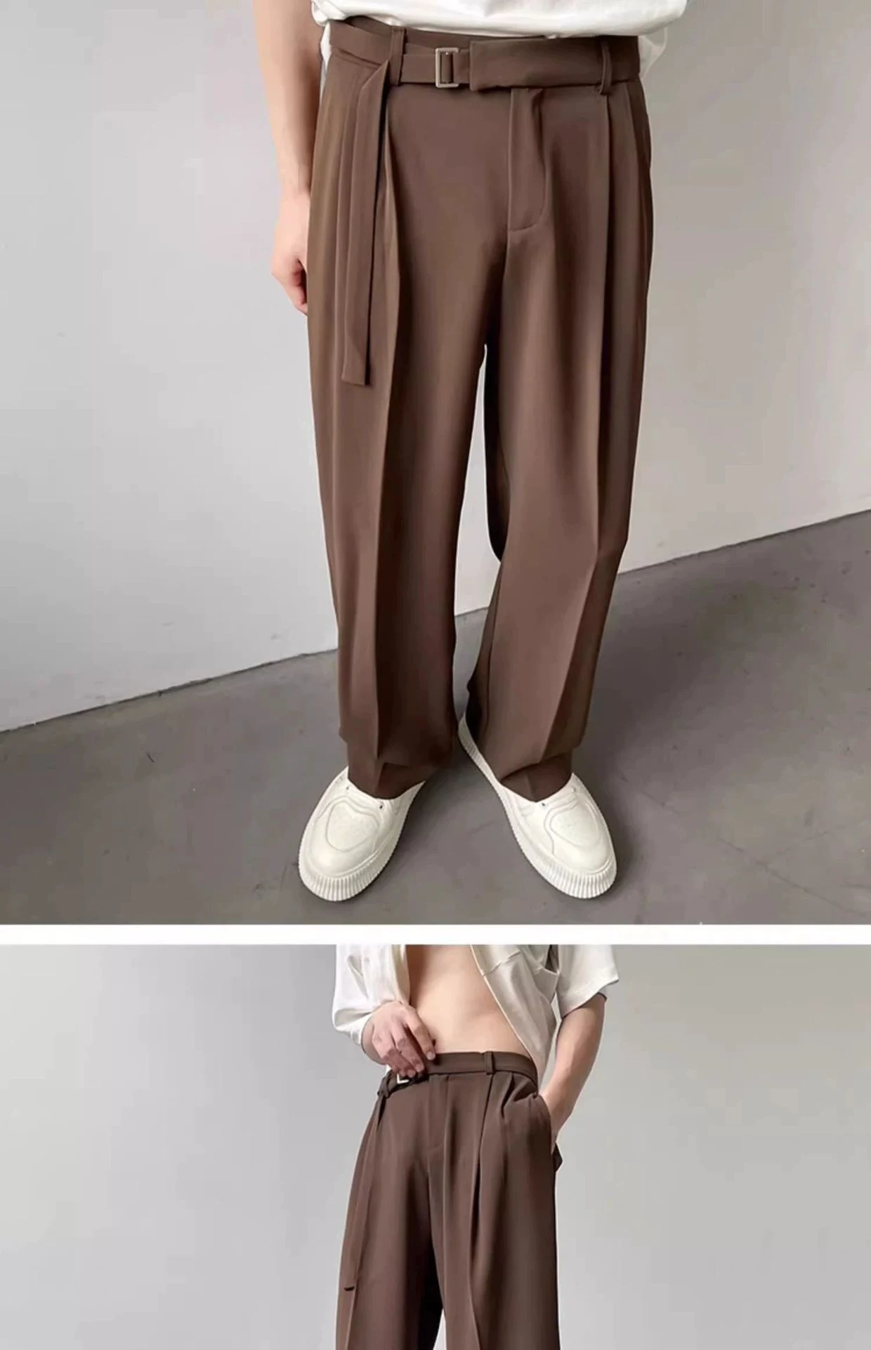 Title 15, Thin straight black wide leg pants for women, a...