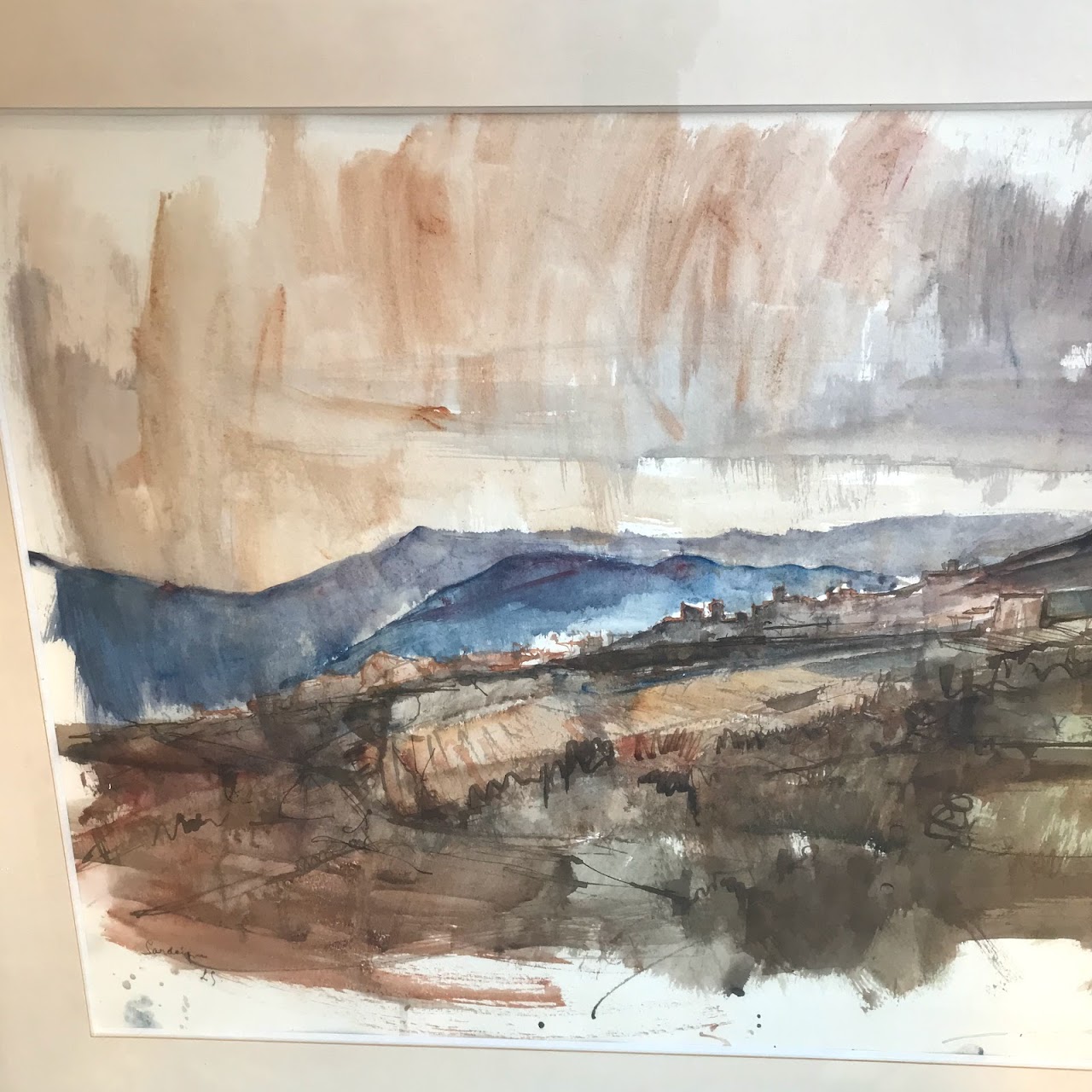 Signed Expressionist Watercolor Landscape