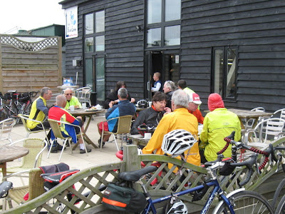 Group having lunch on cafe patio