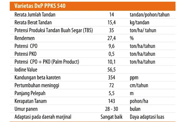 dxp 540 tabel