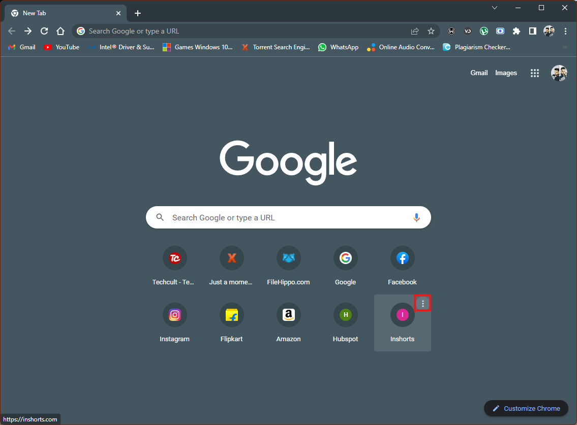 Una captura de pantalla de una computadora Descripción generada automáticamente con confianza media.  Cómo agregar un acceso directo a la página de inicio de Google Chrome