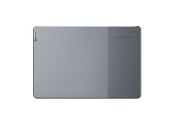 An overhead view of a closed  Lenovo IdeaPad Slim 3i Chromebook Plus.