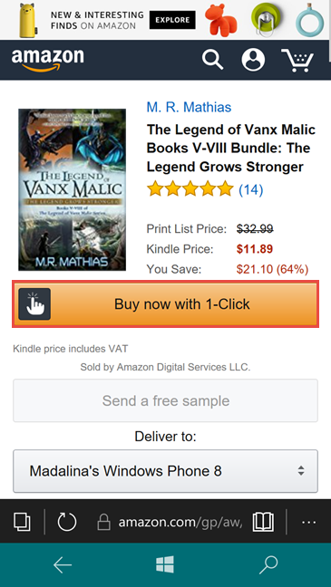 Amazon Kindle-app, Windows 10 Mobile
