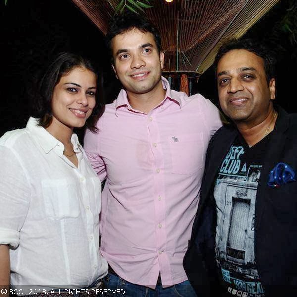 Rashmi Chaudhary, Amitabh Shah and Nalin Gupta during the opening party of Wills Lifestyle India Fashion Week (WIFW) Spring/Summer 2014, held at Olive, Mehrauli, New Delhi, on October 09, 2013.