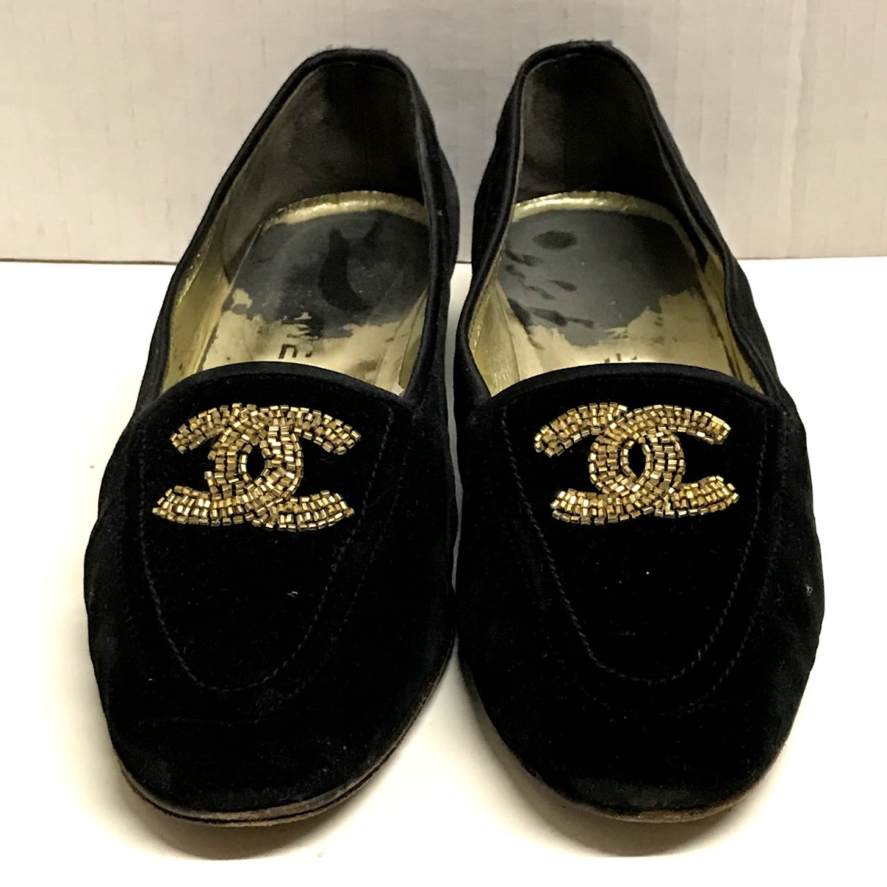 Chanel Black Velvet Loafers