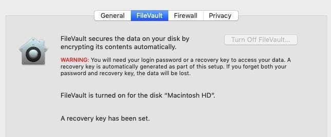 FileVault 켜짐