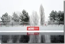 Neve sul circuito di Barcellona