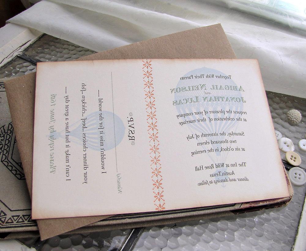 Wedding Invitation Set- Vintage Inspired Balloon. From SunshineandRavioli