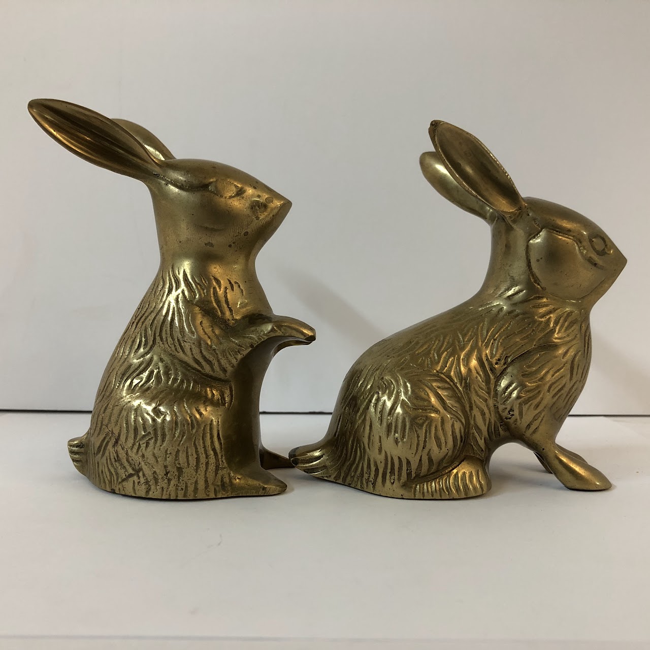 Brass Rabbit Figurine Pair