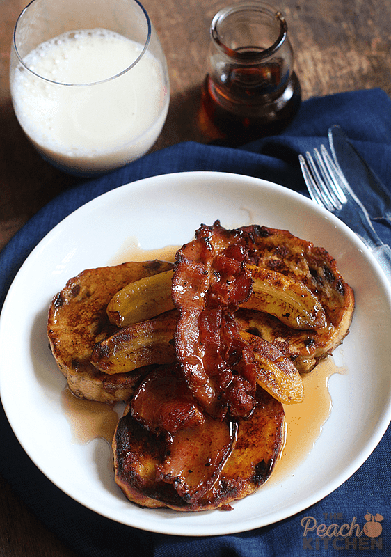 Raisin Bread French Toast, Hickory Bacon, and Caramelized Bananas