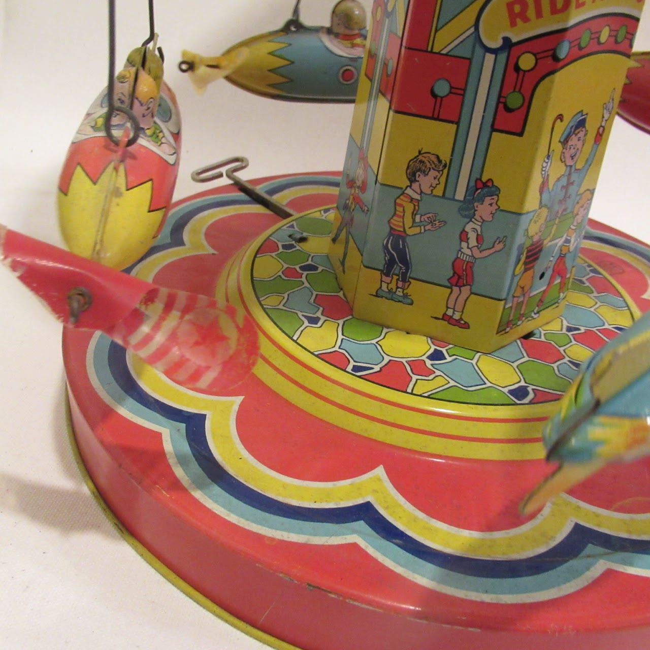 Vintage J. Chien & Co. Tin 'Ride a Rocket' Toy