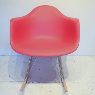 Eames-Style Red Rocking Chair