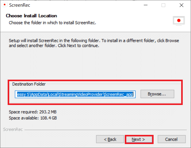 Choisissez un emplacement pour installer l'application et cliquez sur Suivant.  Comment enregistrer une réunion Zoom sans autorisation dans Windows 10