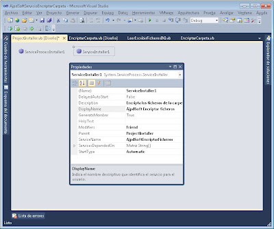 Agregar instalador a proyecto VB.Net ServiceInstaller y ServiceProcessInstaller