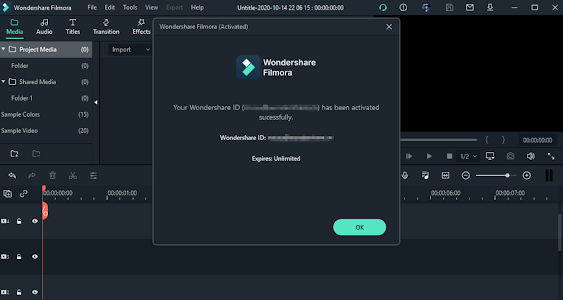 wondershare filmora x activation key and email