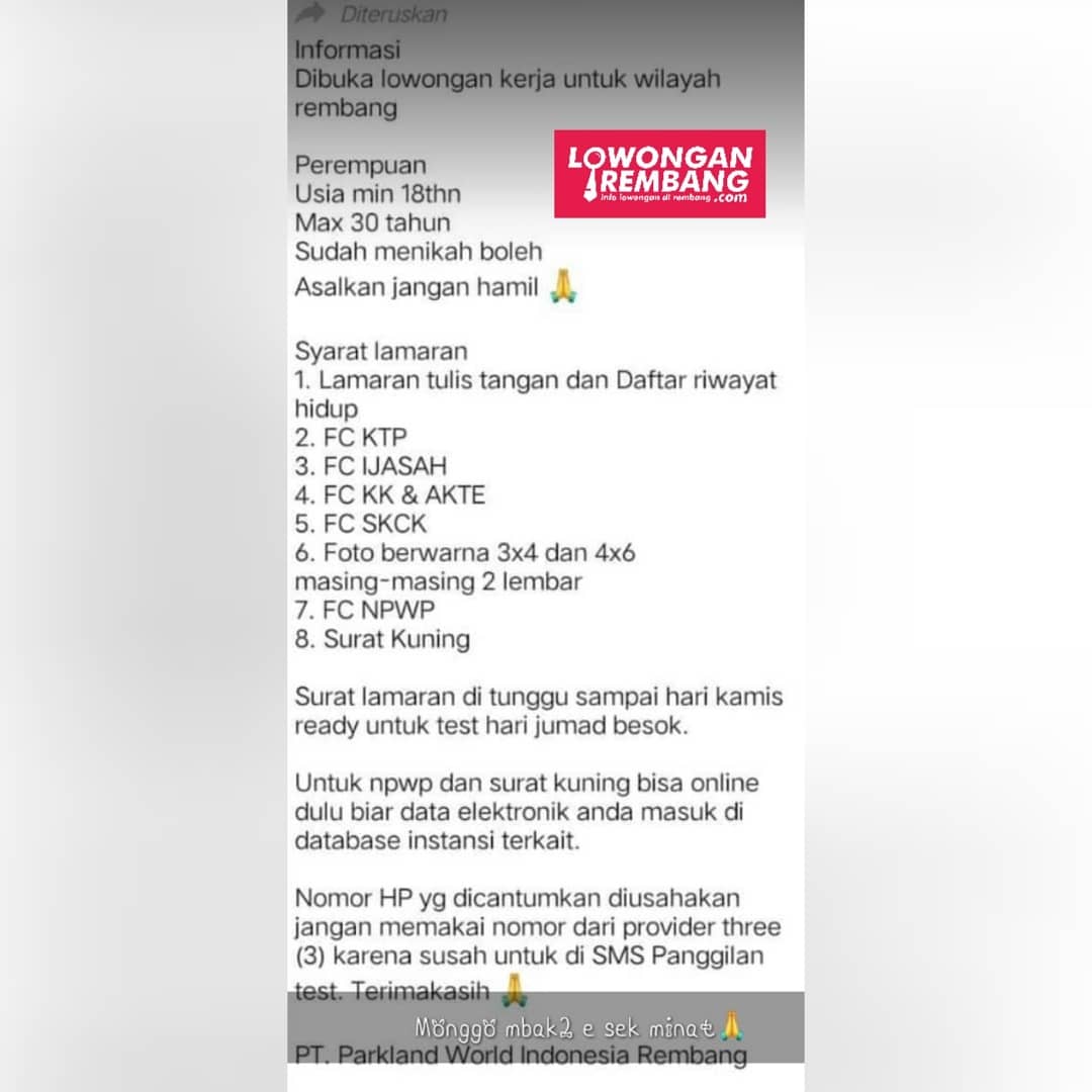 Lowongan Kerja Pegawai Pabrik Sepatu Pt Parkland World Indonesia Rembang Lowongan Kerja Pegawai Pabrik Sepatu Pt Parkland World Indonesia Rembang