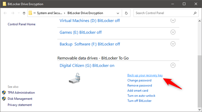 BitLocker：备份您的恢复密钥