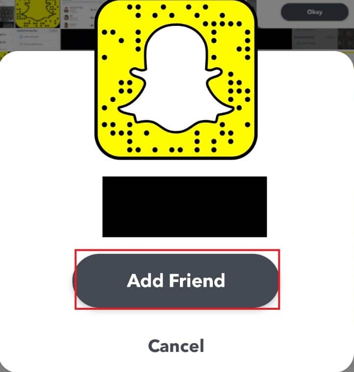 [友達を追加]をタップします。 Snapchatフォロワー数を表示する方法