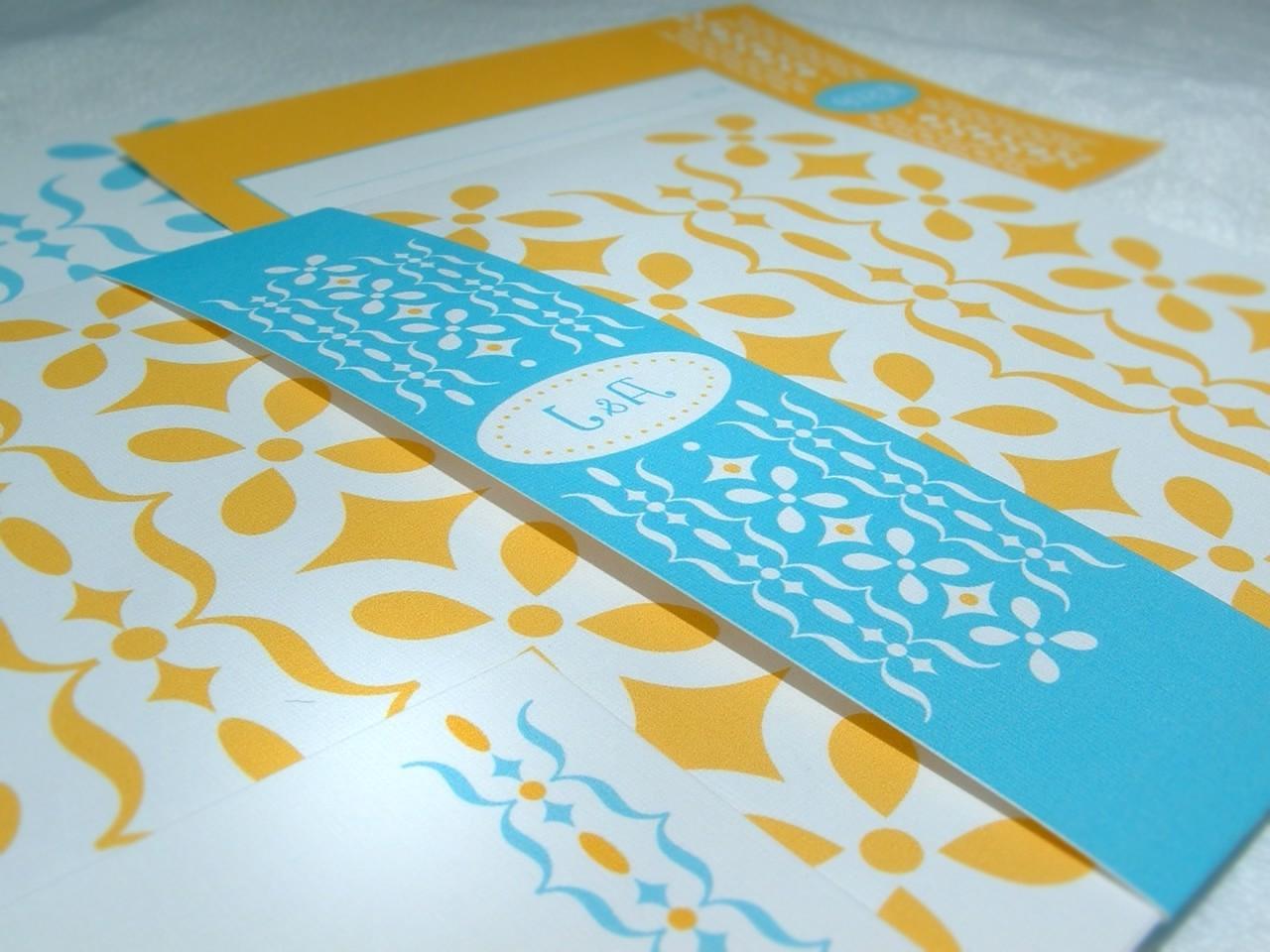 Wedding Invitation Set - 6 pieces - Mod Eyelet Pattern