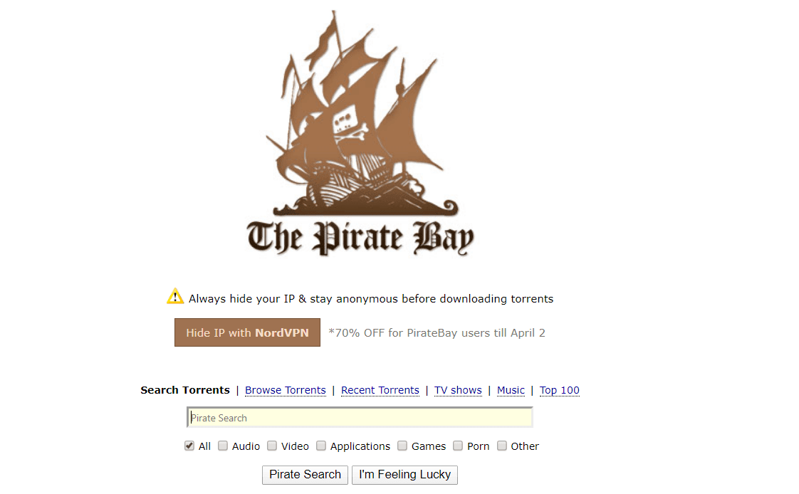 The Pirate Bay - Alternativas a KickAss Torrent