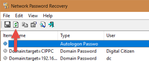 Recupero password di rete, netpass, Windows