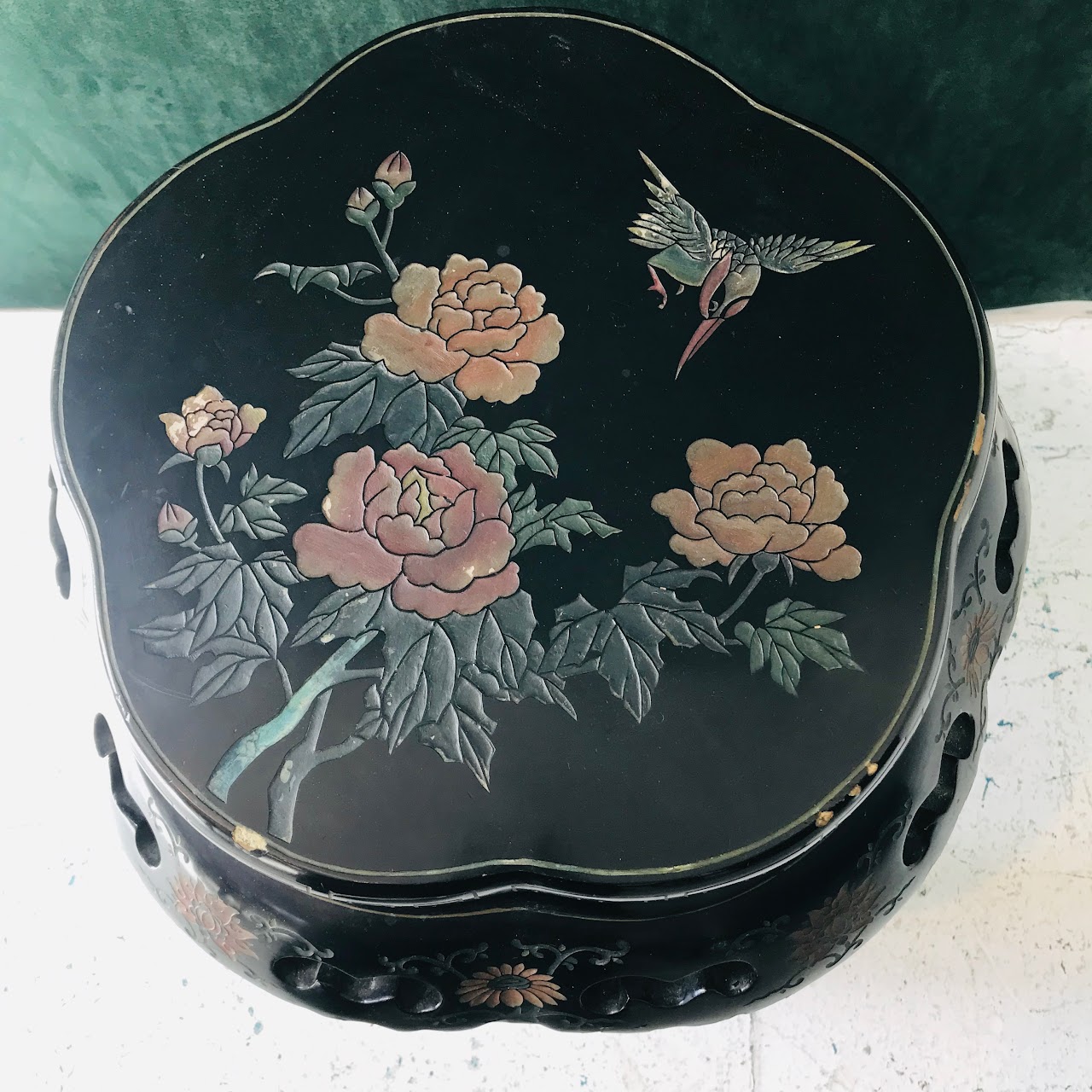 Chinoiserie Lacquered Stool #3