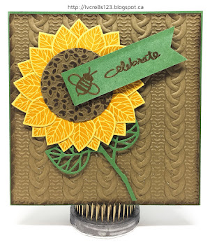 Linda Vich Creates: Thoughtful Branches Sunflower. A cheerful sunflower created with the Thoughtful Branches stamp set rests upon a cable knit matte in this cheerful birthday card.