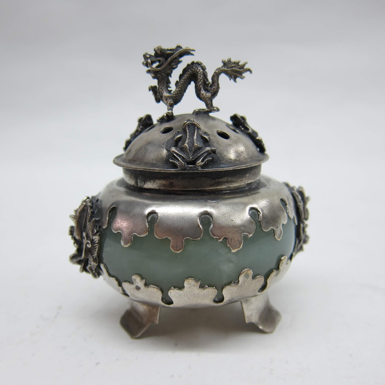 Jade and Silver Tibetan Incense Burner