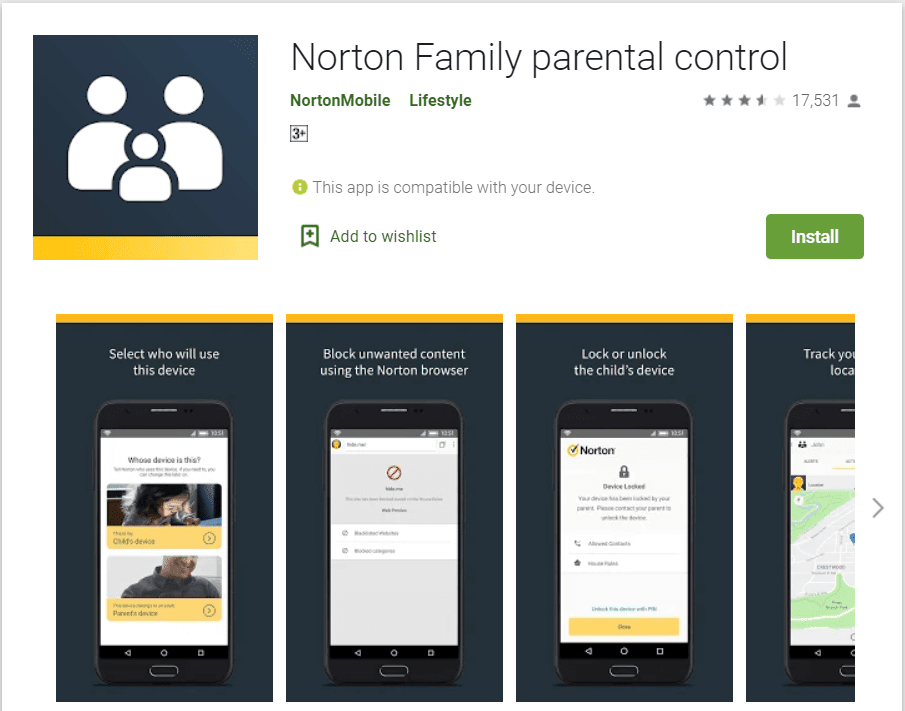 Controllo parentale della famiglia Norton |  blocca i siti Web inappropriati su Android