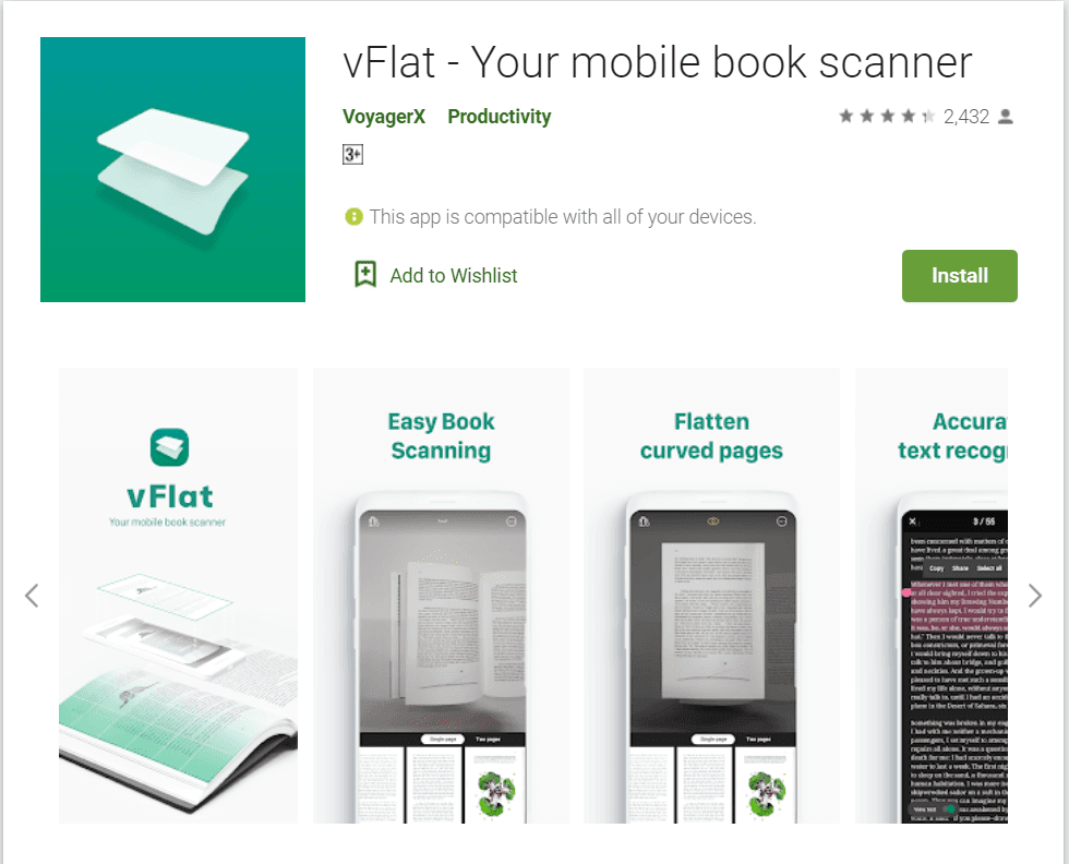 Scanner per libri mobile vFlat