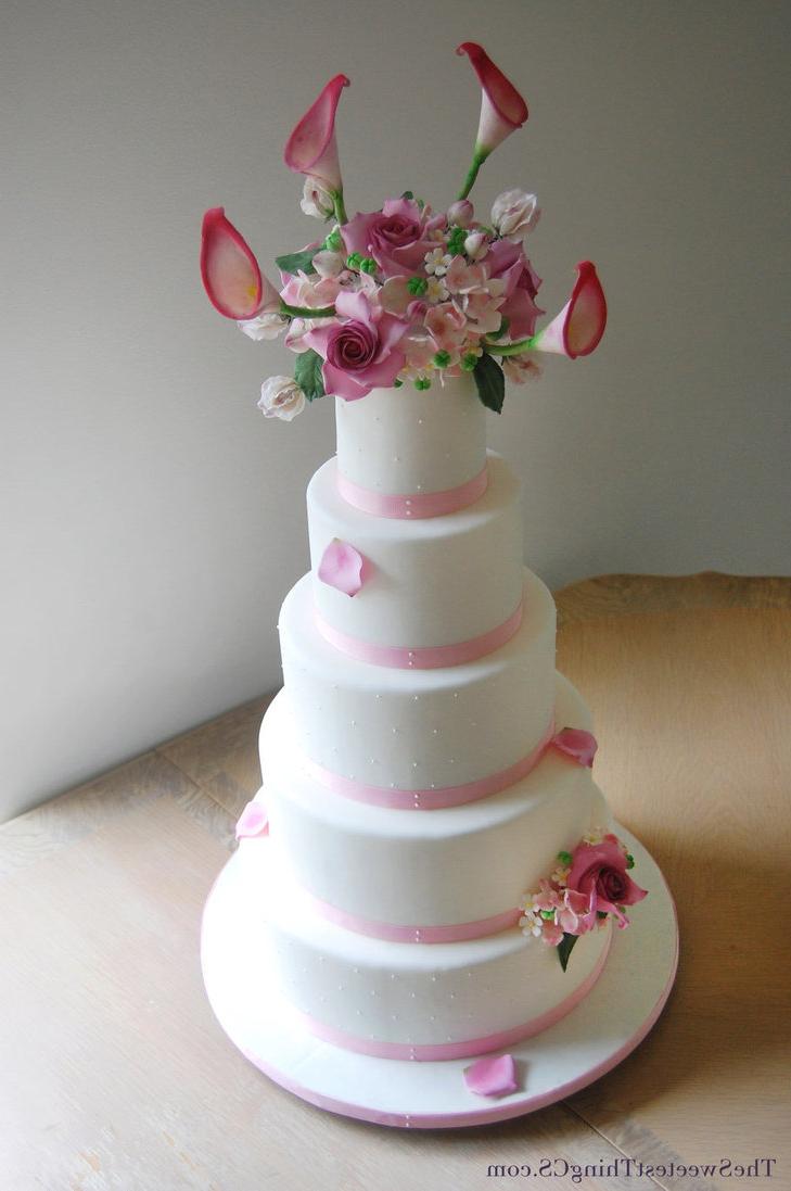 Pink and White Wedding Cake by