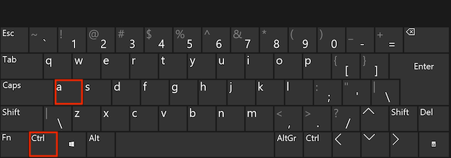 キーボードでCtrlキーとAキーを同時に押します