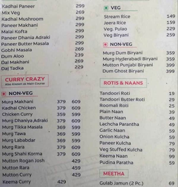 Rajdoot Resturant menu 