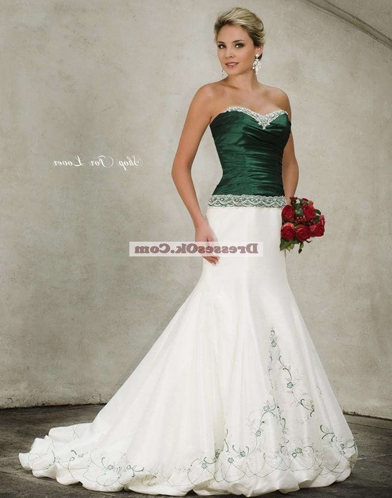 Pretty mermaid sweetheart neck Brush train green wedding dress GARDENWD075