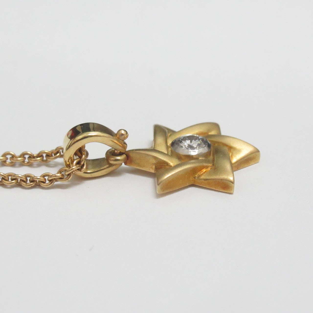 18K Gold and Diamond Star of David Pendant Necklace